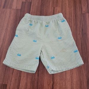 Kelly's Kids Green and Blue Crab Seersucker Shorts - Size 3/4